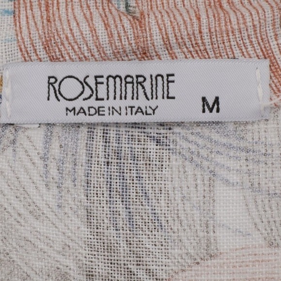 Rosemarine Linen Floral Shirt Dress Button Front Roll Tab Italy Size M - Picture 9 of 11